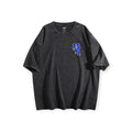 Leaf Los Angeles vintage wash black oversized cotton t-shirt with blue graphic logo on chest